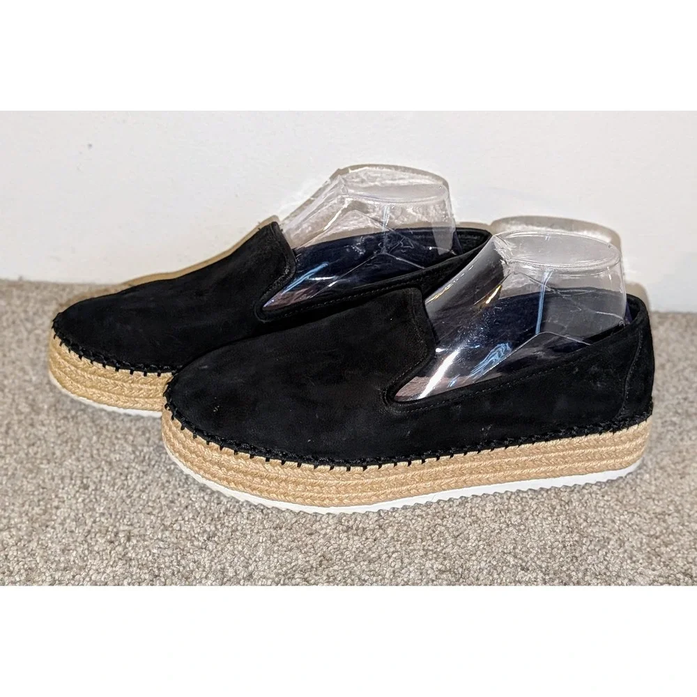 Gianni Bini Black Leather Suede Espadrille Slip On Flats‎ Women Size 11M NEW